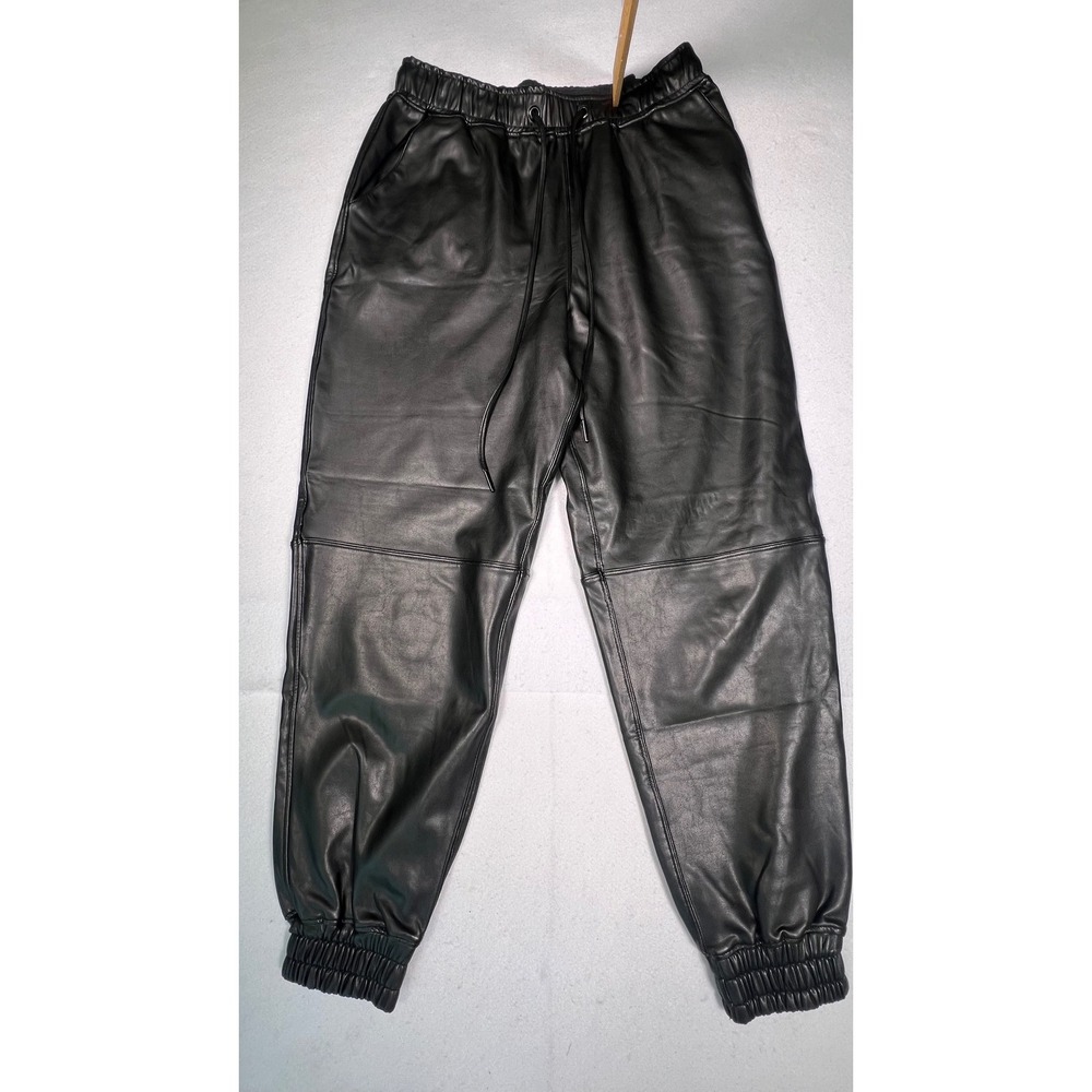 Abercrombie & Fitch Vegan Leather Joggers Womens M Black Excellent